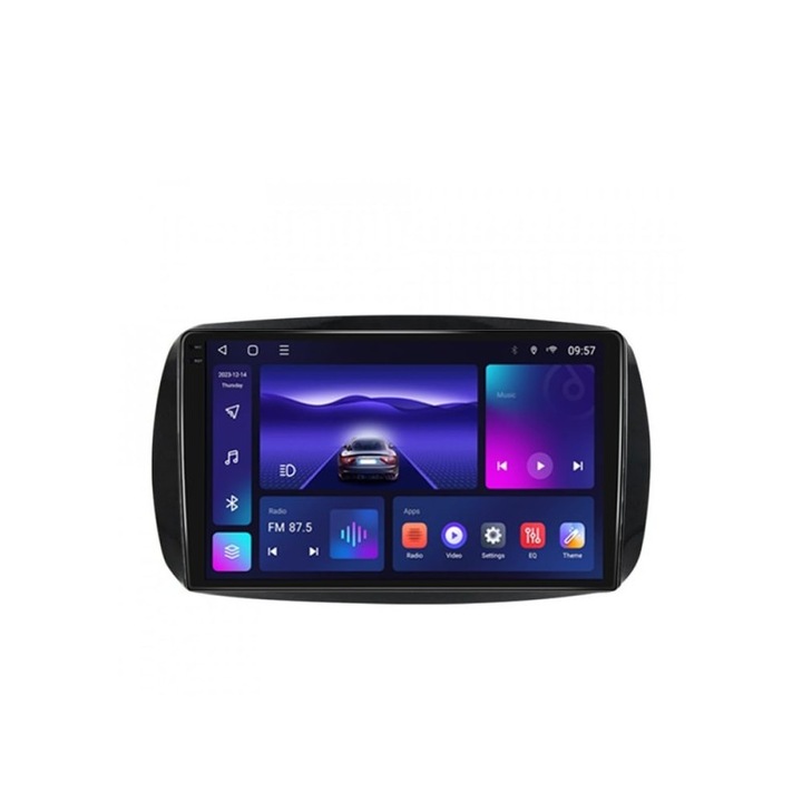 Navigáció Smart ForTwo / ForFour 2014 után 2K hüvelykes képernyővel, 8 magos 2+32GB Android vezeték nélküli Carplay SIM foglalattal 4G