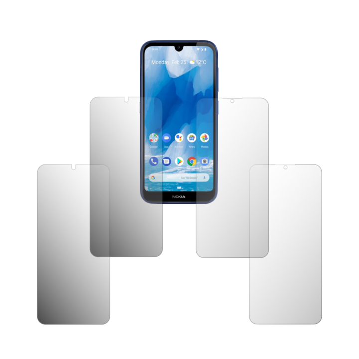 Комплект от 4 протектора Folie24 за екран, за Nokia 4.2, 2X Ultra-Clear + 2X Matte, пълно покритие на дисплея и удобни за калъфи, залепващи, гъвкави със саморегенерация