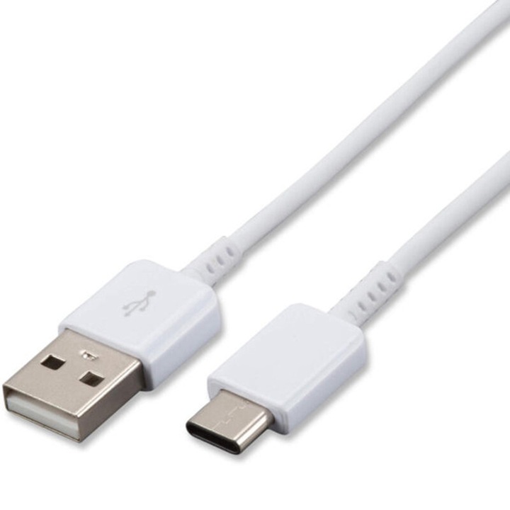 Кабел за захранване на данни Samsung USB-A към USB Type-C, 3A, 1.2m, K65, Silicon Flex, Arctic Snow