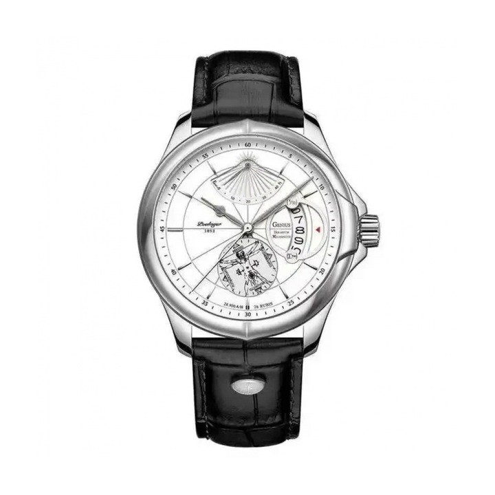 Мъжки кварцов часовник POEDAGAR 989, Водоустойчив, Крарцов механизъм, Календар, Черен