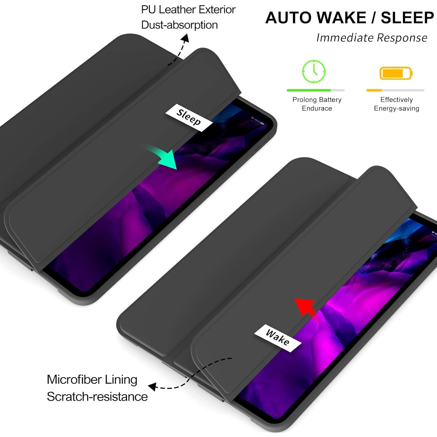 Husa Ultra Slim pentru tableta Apple iPad Air 13 (2024), TPU Smart Cover - Negru
