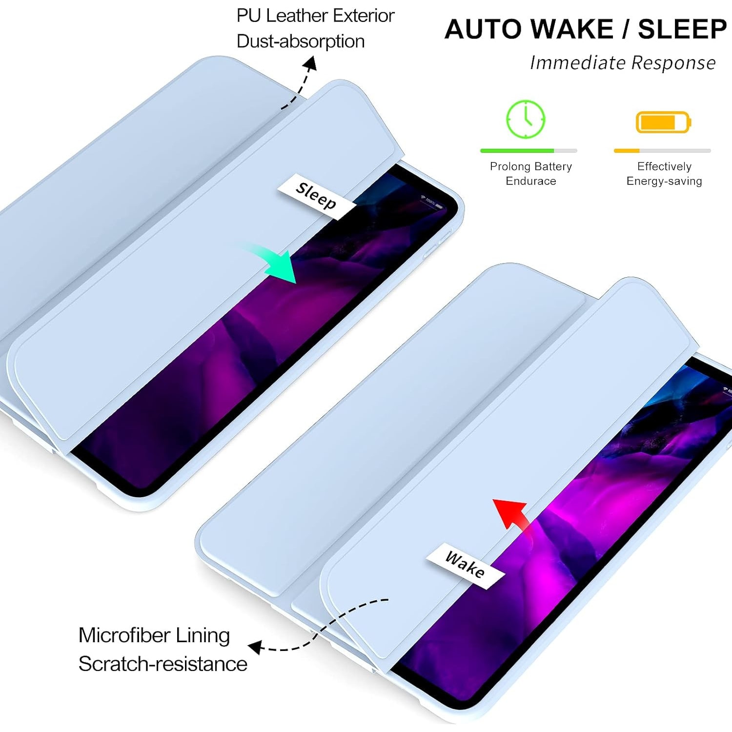 Husa Ultra Slim pentru tableta Apple iPad Air 13 (2024), TPU Smart Cover - Ice Blue