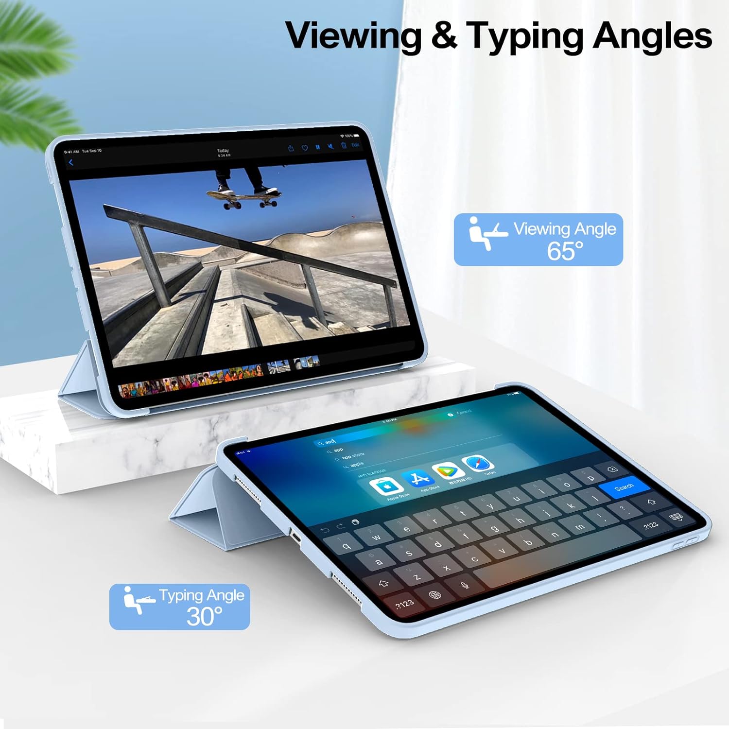 Husa Ultra Slim pentru tableta Apple iPad Air 13 (2024), TPU Smart Cover - Ice Blue
