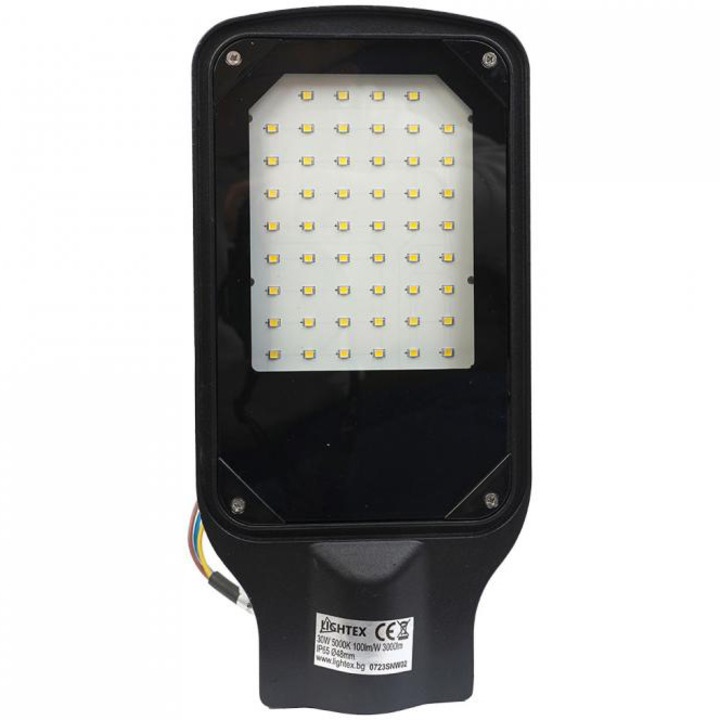 Уличен осветител LED Lightex 618AL0000390, 30W, 3000 lm, температурата на светлината (5000K), IP65, Черен, Енергиен клас F