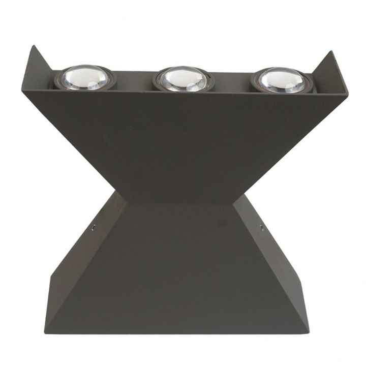 Lumina LED pentru fatada Lightex ALPHA, 6x1W, 4000K, 220V, IP65, 360lm, 160x50x160mm, gri