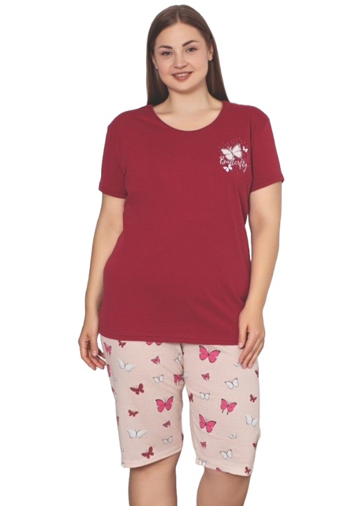 Uramag női pizsama, 100% pamut, batal, rövid, 2 db, Bordó