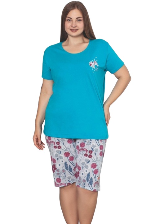 Uramag női pizsama, 100% pamut, batal, rövid, 2 db, Kék