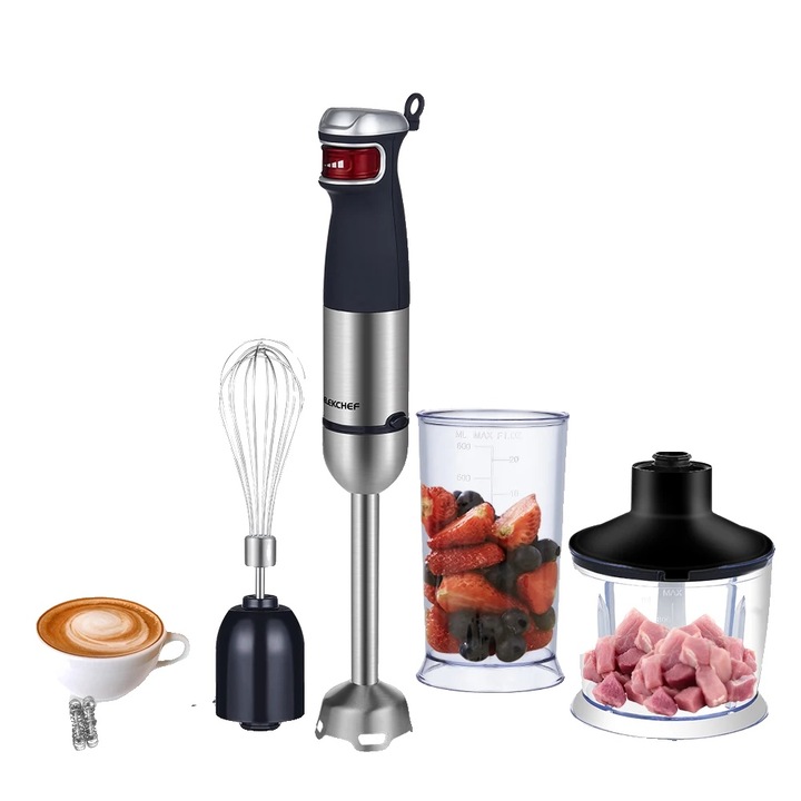 Blender electric de mana, putere 1200 W, functionalitate 5 in 1, negru, priza UE, 5 in 1