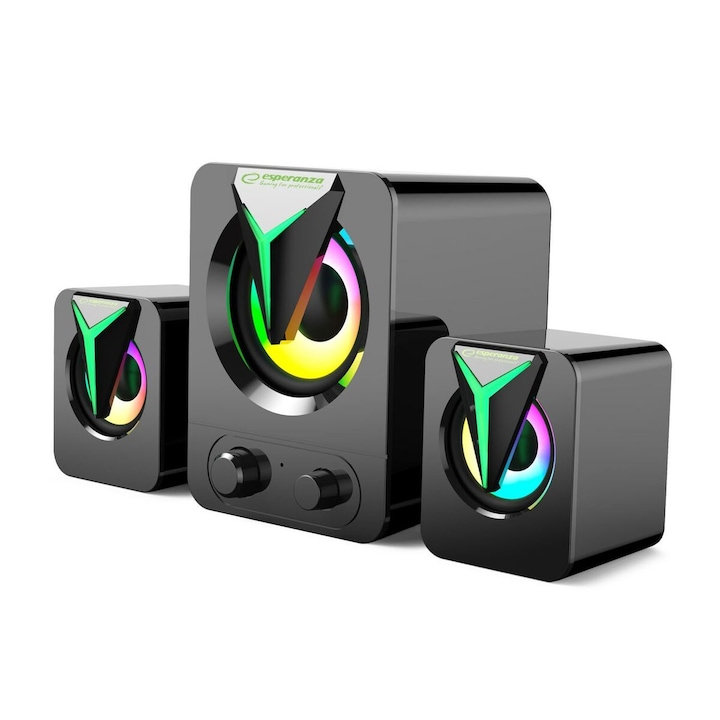 Boxe Esperanza EGS107 2.1 USB LED 5 W Black