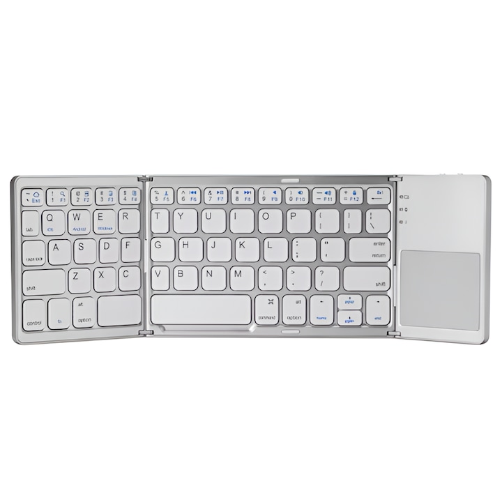 Tastatura Bluetooth pliabila, de asemenea portabila Mini BT fara fir de buzunar cu touchpad pentru Android, Windows, PC, tableta, precum si baterie Li-ion reincarcabila