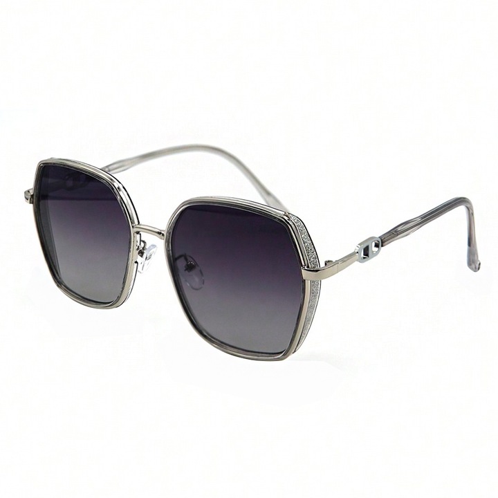 Ochelari de soare YISYNIM, protectie UV400, cadru metalic, argintiu, 14.4x5.7cm