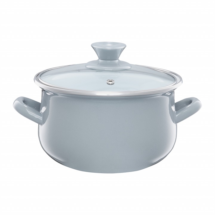 Emalia Olkusz zománcozott fazék fedővel 14 cm/1.25 l szürke