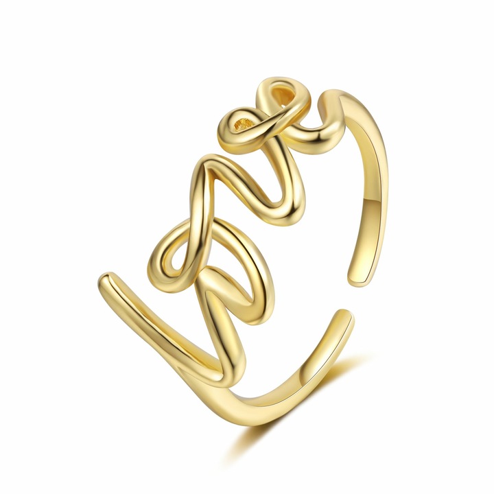 HYTIREBY 925 ezüst gyűrű, LOVE, páros, állítható nyílással, arany