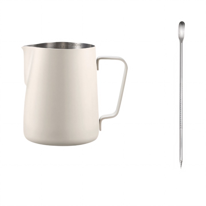 Ibric pentru spuma de lapte, inox, 350ml, alb