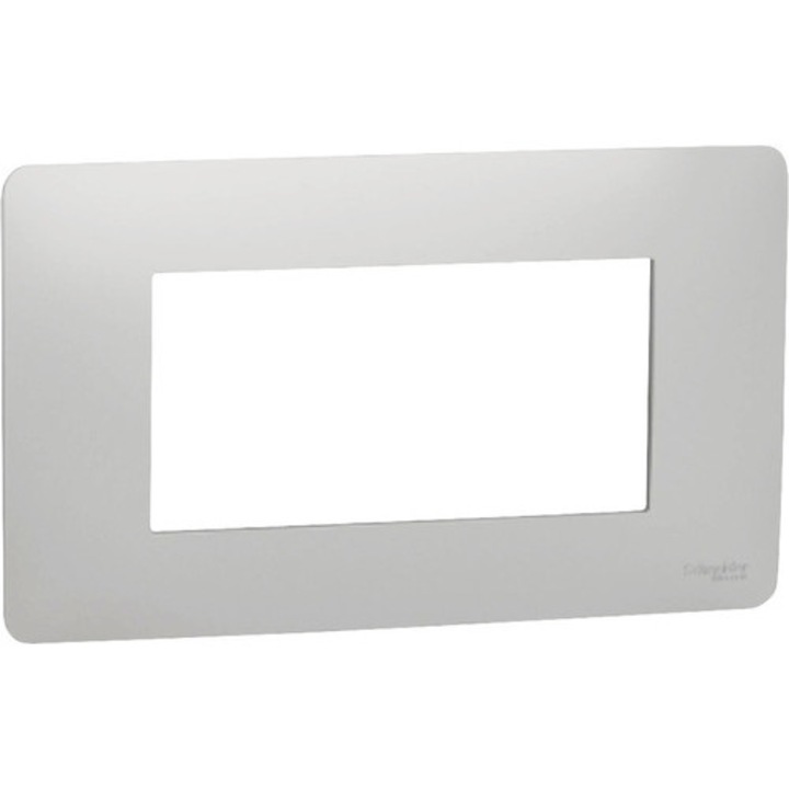 Rama Aparataje Schneider Unica Studio 4 Module, Plastic Nuanta Aluminiu