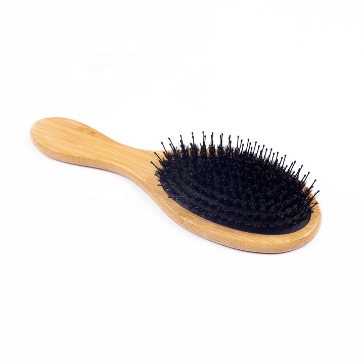 Професионална дървена четка за коса с косми от глиган, за всеки тип коса, 23.3x8см