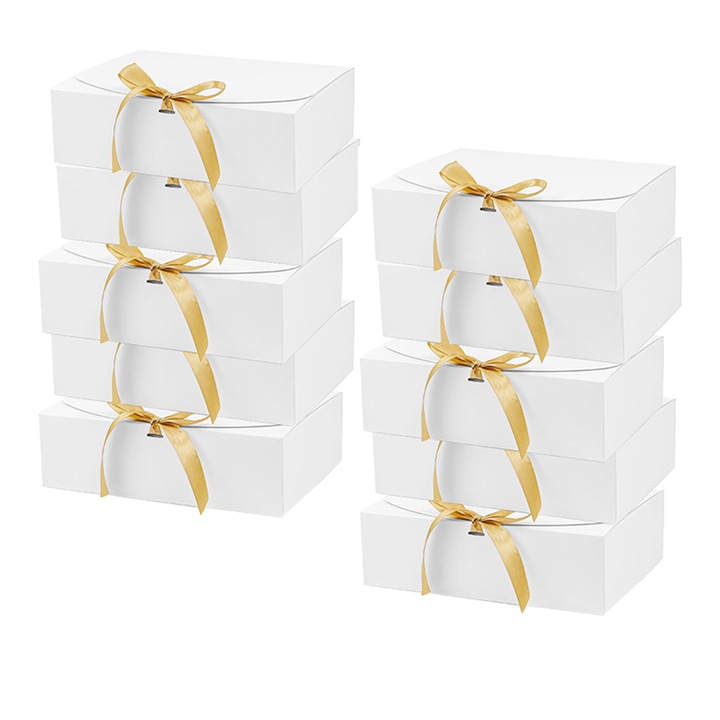 Set 10 cutii cadou, 20x20x10cm, EZGETOP®, Alb