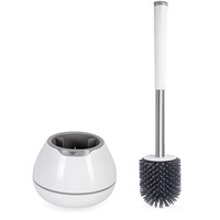 Set Perie WC Elindor® din Silicon, de Toaleta, pentru Baie, Suport Discret, Maner Ergonomic, Perie 360°, Accesorii pentru Uz Casnic, Comercial, Rulote, Alb