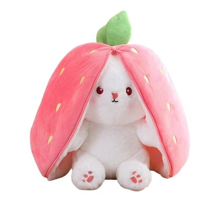 Jucarie de plus, Iepuras transformabil capsuna, 35cm, roz
