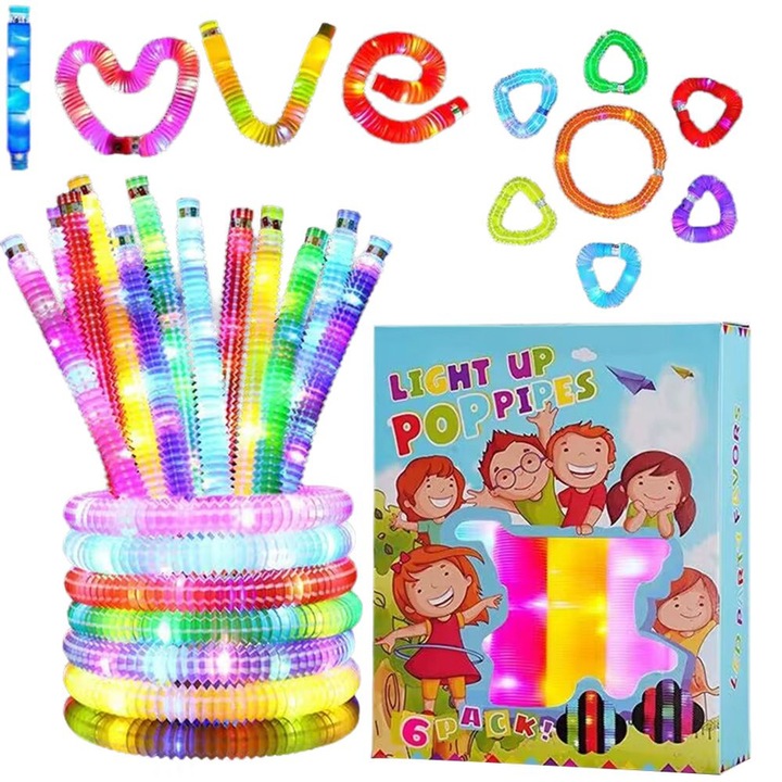 Interaktív játékkészlet, Ronyes, szenzoros, antistressz LED-del, többszínű, 2,9x19cm