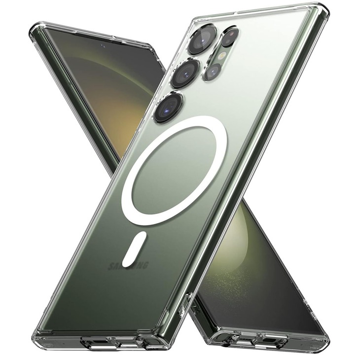 Samsung Galaxy S23 Ultra védőtok, Polikarbonát, Átlátszó, MagSafe, Karcmentes