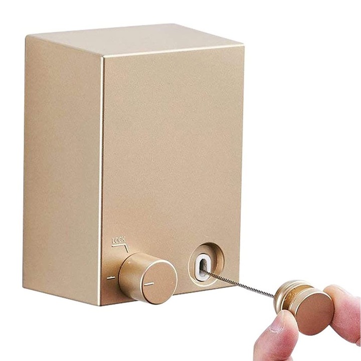 Behúzható ruhaszárító, QttvbTna, Rozsdamentes acél, 4,2 m, Arany, 11,9x6x8,3 cm