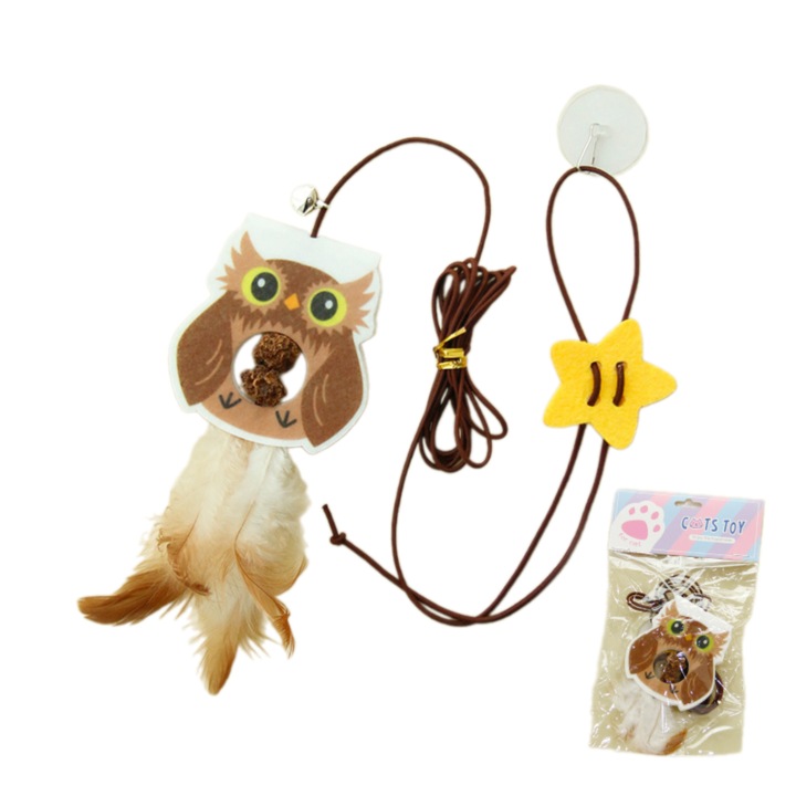 Interaktív játék macskáknak, horog macskamenta labdával, állítható, többszínű, 7x14-20cm