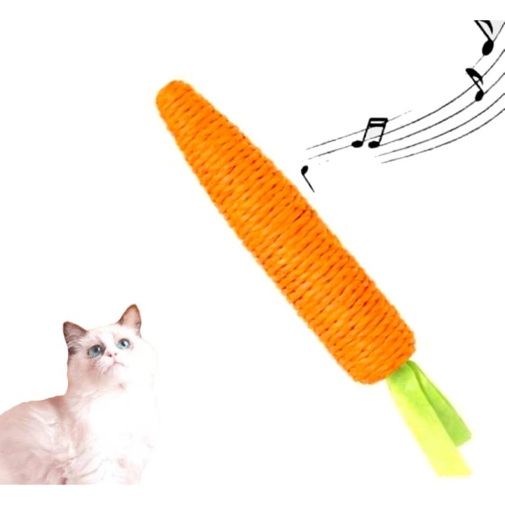 Set jucarie pentru rozatoare, morcov din sfoara, natural, 22cm