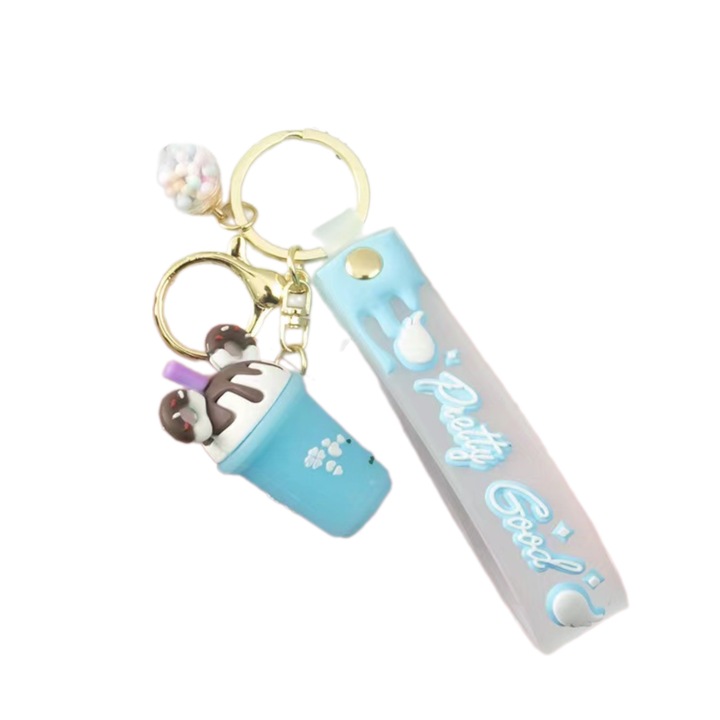 Egyedi kialakítású kulcstartó, fánk és fagylalt gombóc, szilikon, többszínű