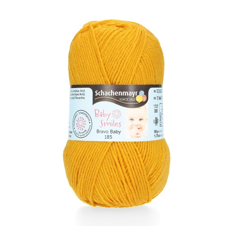 Smc Schachenmayr Baby Smiles 185, 1028, vékony, horgoláshoz és kötéshez, 100% akril, mustár, 50 g, 185 m