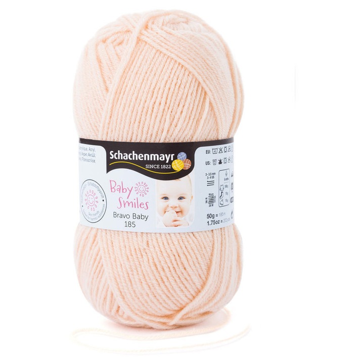 Fir Textil Smc Schachenmayr Baby Smiles 185, 1023, subtire, pentru crosetat si tricotat, 100% acril, piersica pastel, 50g, 185m