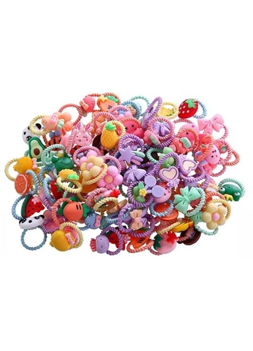 Set 40 elastice pentru par, plastic/cauciuc, multicolor, fara metal, pentru fete