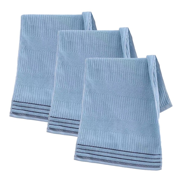 Комплект от 3 кърпи за коса, памучни, сини, 73x33см