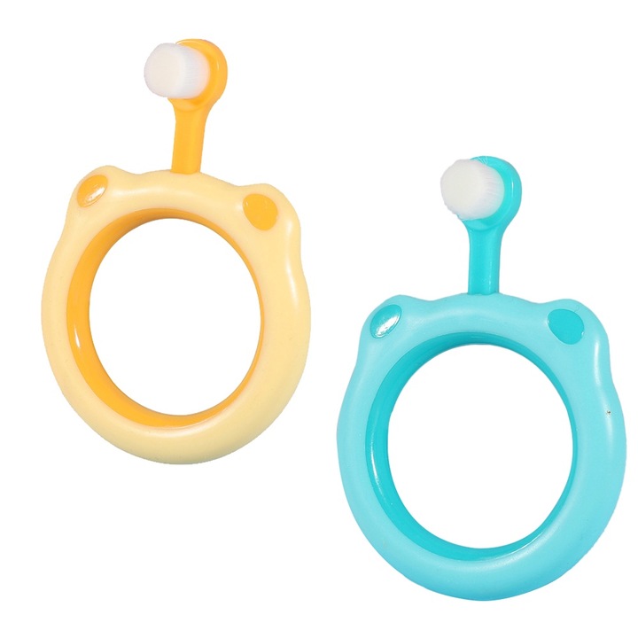 Bébi fogkefe, széles nyéllel, aranyos design, több színben