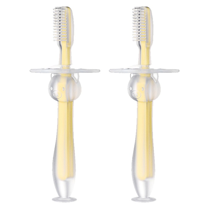 2 db gyermek fogkefe szett, íny masszázs, narancssárga