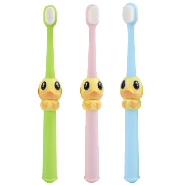 3 db-os fogkefe szett gyerekeknek, aranyos állatfigurák, többszínű