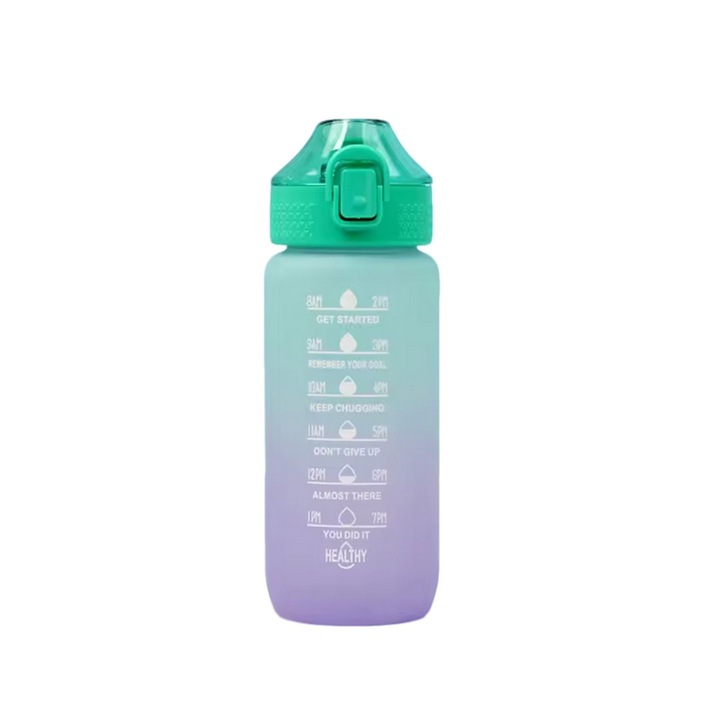 Grafikus kulacs, 600 ml, Tritán, automatikus nyitással, újrafelhasználható, Lila, TopBazar
