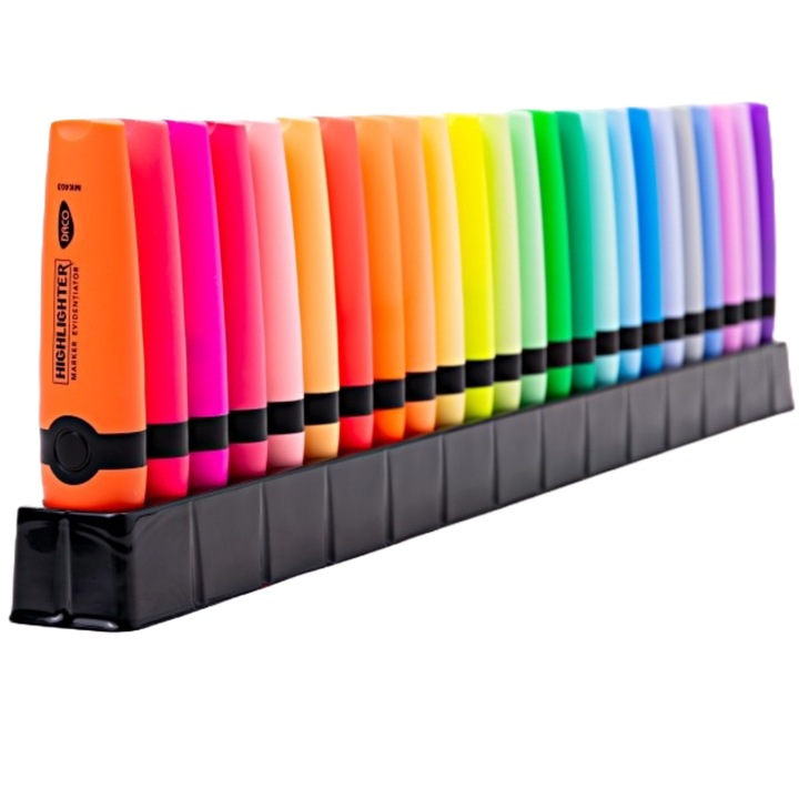 Set evidentiatoare textmarker, 24 culori, cu suport de birou