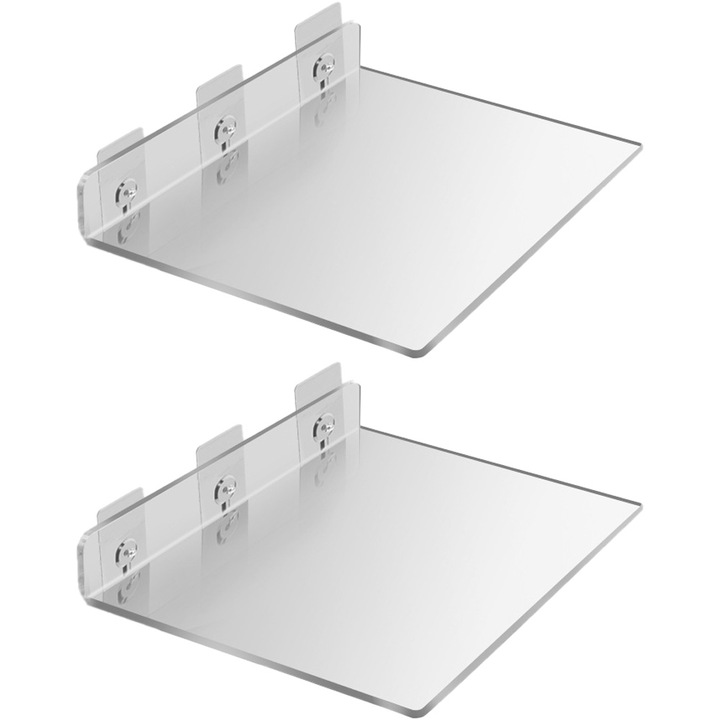 Set de 2 rafturi suspendate, transparent, 20x20cm