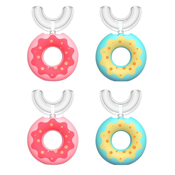 4 db klasszikus gyermek fogkefe szett, élelmiszeripari szilikon, többszínű, 45x95mm