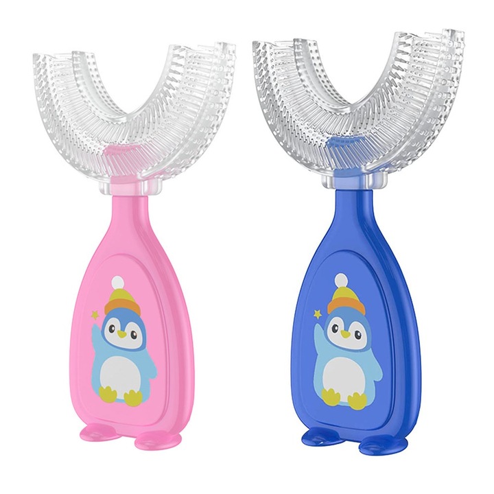 2 db klasszikus gyermekfogkefe készlet, folyékony szilikon, 5x9,8 cm, többszínű