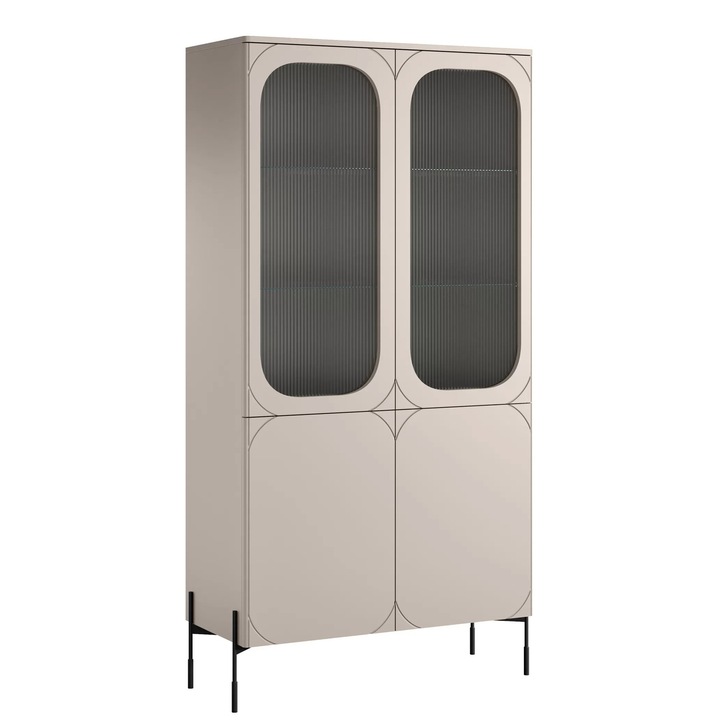 Vitrina, Bogart, Sonatia, 104x200x45 cm, Pentru Living, Cu 4 Usi, Cu 8 Rafturi, MDF, Casmir