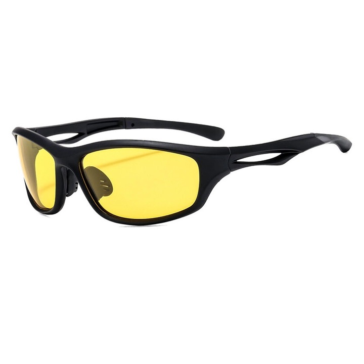 Ochelari Sport NeoRGear de Ciclism cu Lentile Polarizate HD, pentru Activitati in Aer Liber, OPTIM SOLUTION, Filtru UV400, TR90, PC Frame, Excellent Yellow Gradations, Protejeaza Ochii, Clear and Vibrant Vision, Outdoor, Unisex, Galben/Negru