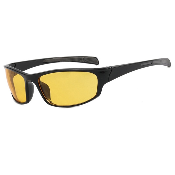 Ochelari Sport RetroEdge de Ciclism cu Lentile Polarizate HD, pentru Activitati in Aer Liber, OPTIM SOLUTION, Filtru UV400, Isolation Glare, TR90 PC Frame, Excellent Yellow Gradations, Protejeaza Ochii, Impact Resistance, Outdoor, Unisex, Galben/Negru