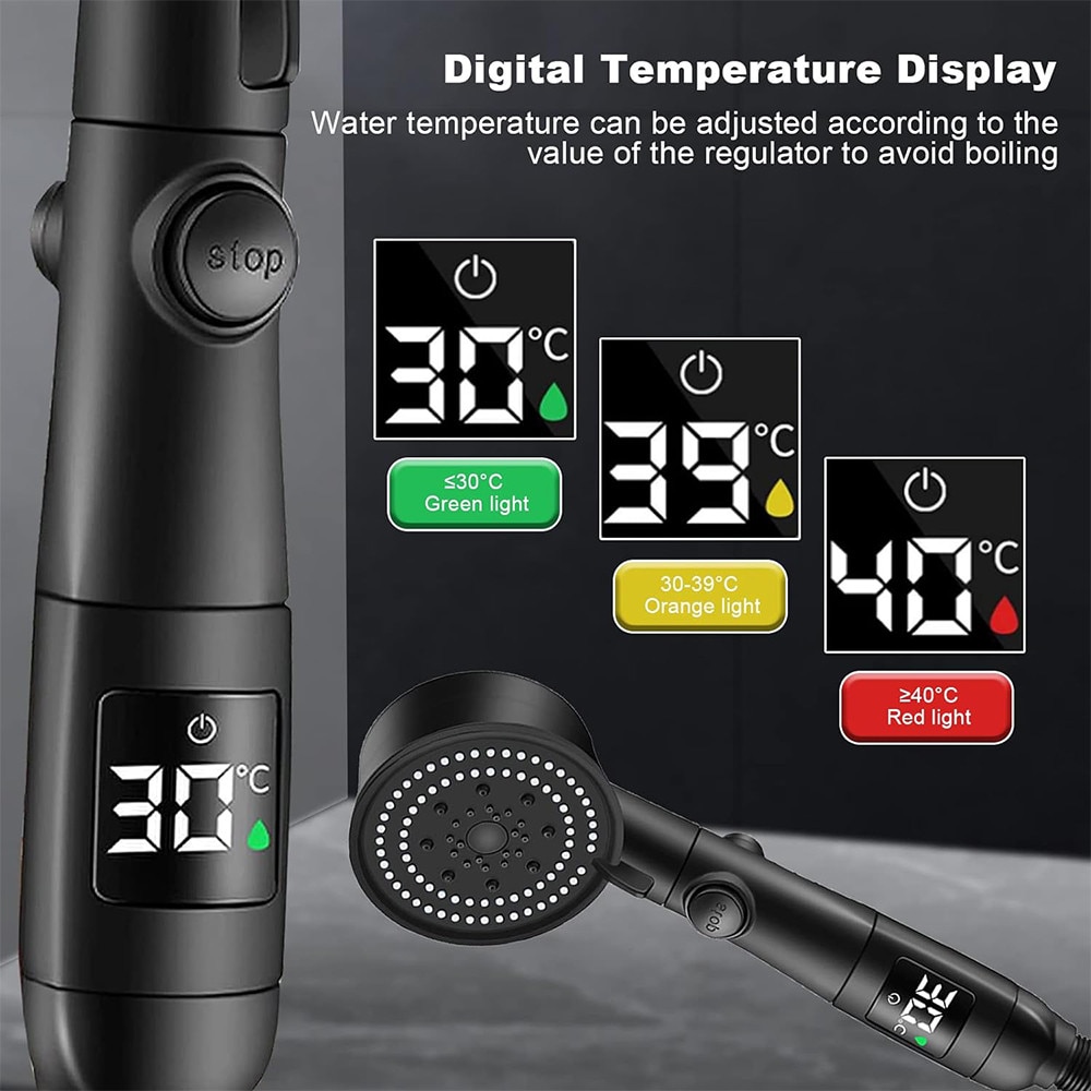 Set de Dus inteligent, Dus, JESWO®, cu afisaj digital al temperaturii ...