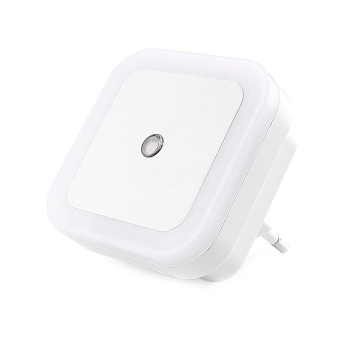 Lampa de noapte LED cu senzor de lumina incorporat, Begleri®, bucatarie, baie, cresa, copii/copii, camera de pat, scari, 0.8W, 110-220V, alb