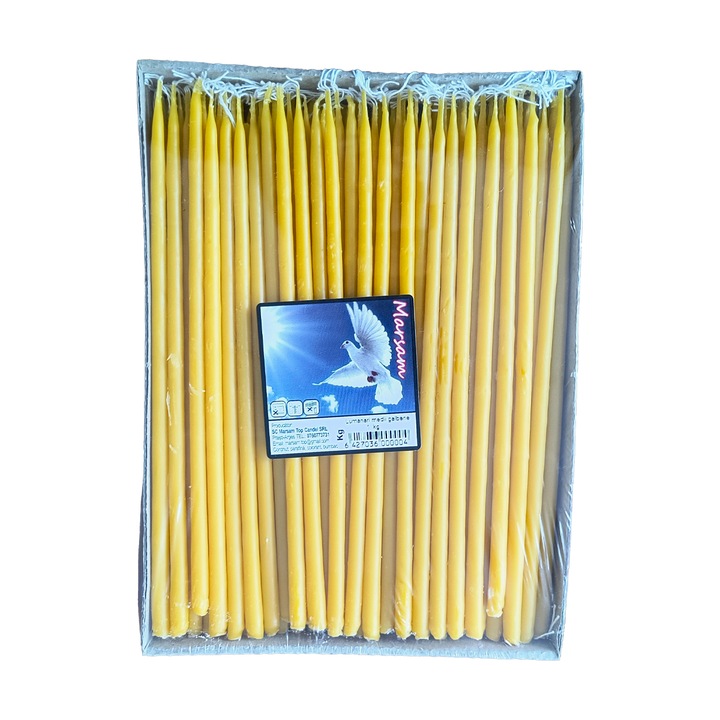 Lumanari medii galbene 1kg, varf conic