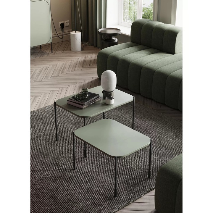 Masuta Cafea, Bogart, Sonatia, Dreptunghi, Cu Picioare Metalice, 60x40x45 cm, MDF, Olive