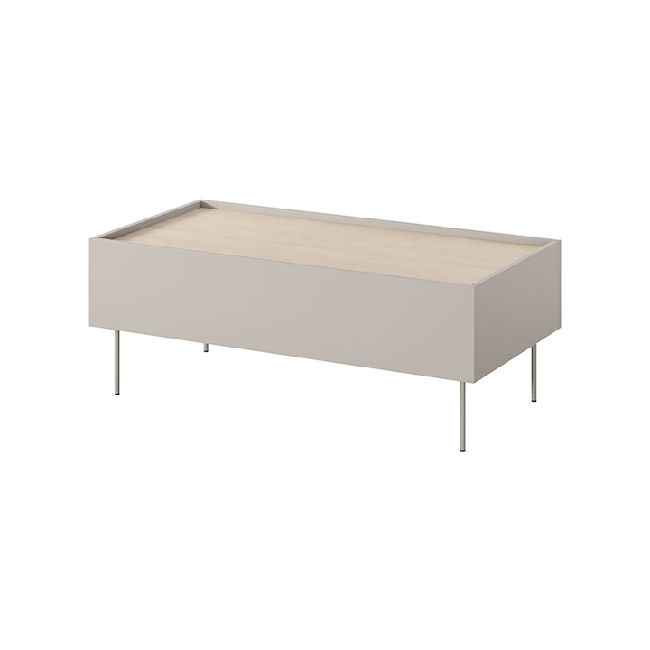 Маса за кафе, Богарт, дизайн, с чекмеджета, с метални крака, 120x45x60 см, ПДЧ, бежово/дъб