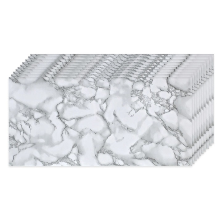 Set 10x Panouri decorative Selling Depot ®, autoadezive, imitatie marmura, grosime 2mm, dimensiuni 30x60cm, suprafata acoperita 1.8mp, Marble Gray
